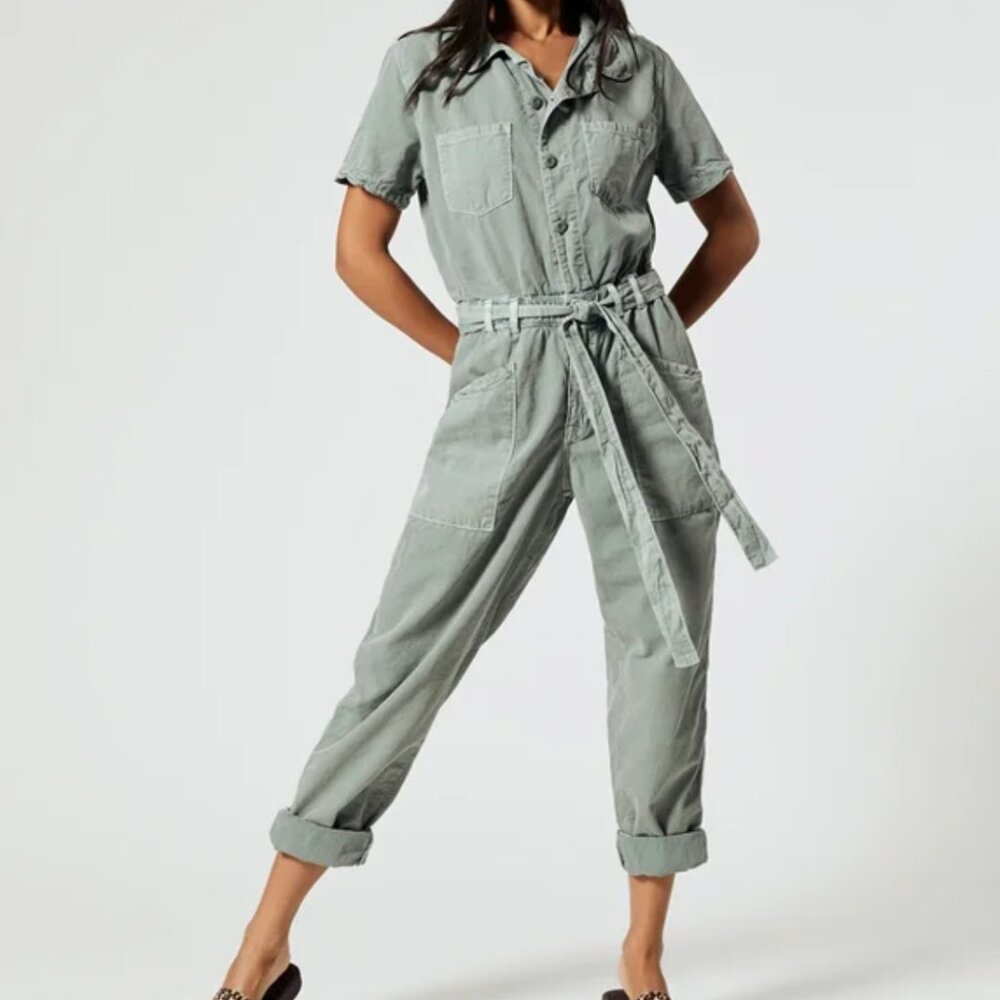 NSF Macy Belted Jumpsuit Green Size P